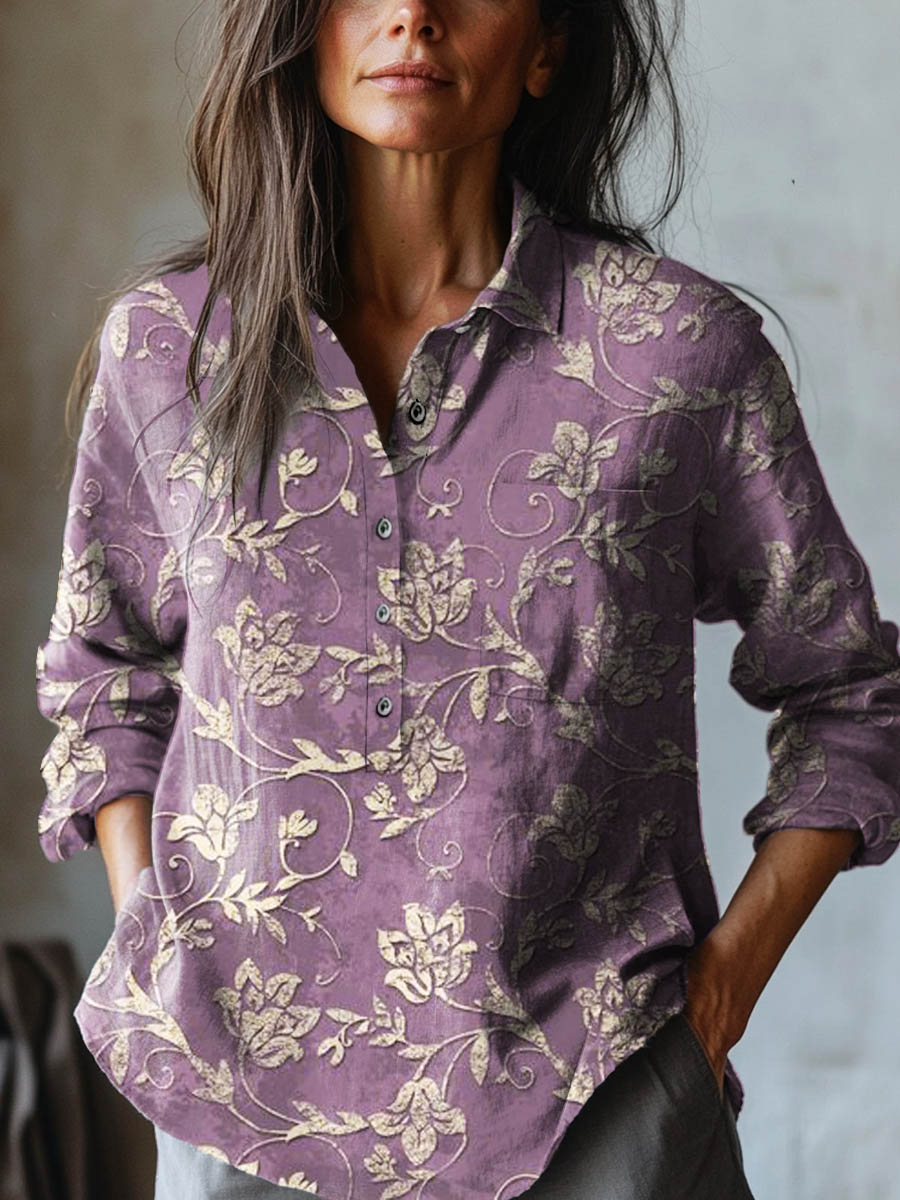 Irise | Floral Embroidered Linen Shirt