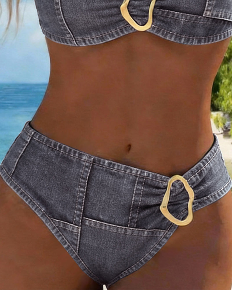 Patricia™ | Metal Buckle Suspender Bikini Two-Piece