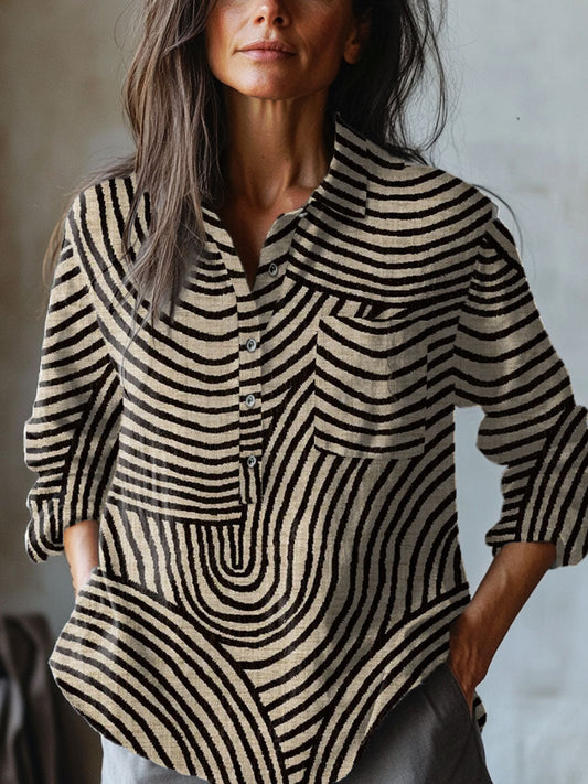 Rita | Abstract Striped Print Shirt